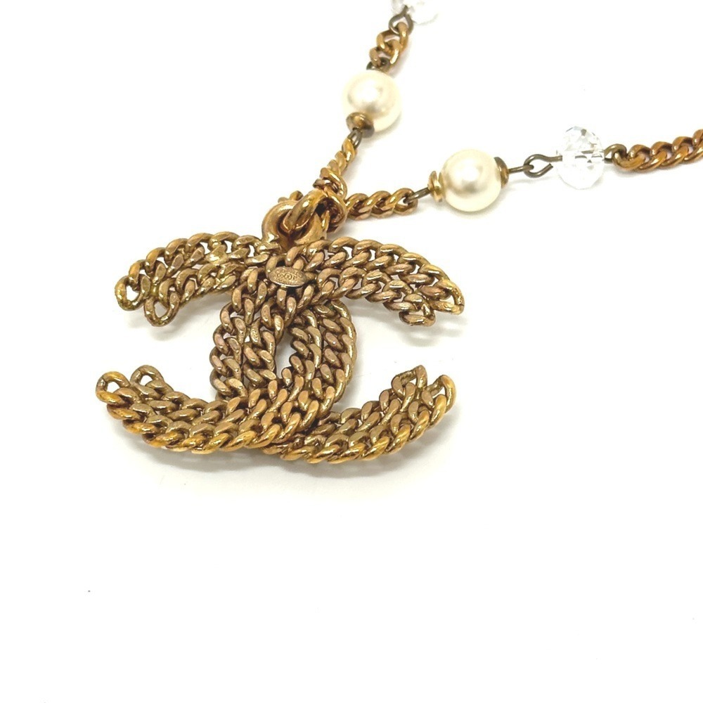 CHANEL Gold Pearl Logo Necklace - Picture 5 of 9